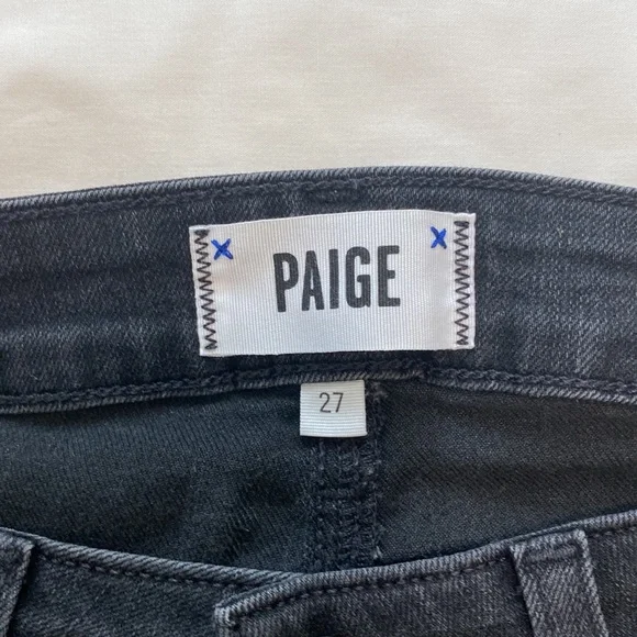 PAIGE Skyline Ankle Peg in Black Crow Raw Hem Jeans Size 27 Inseam 29" - Picture 4 of 7